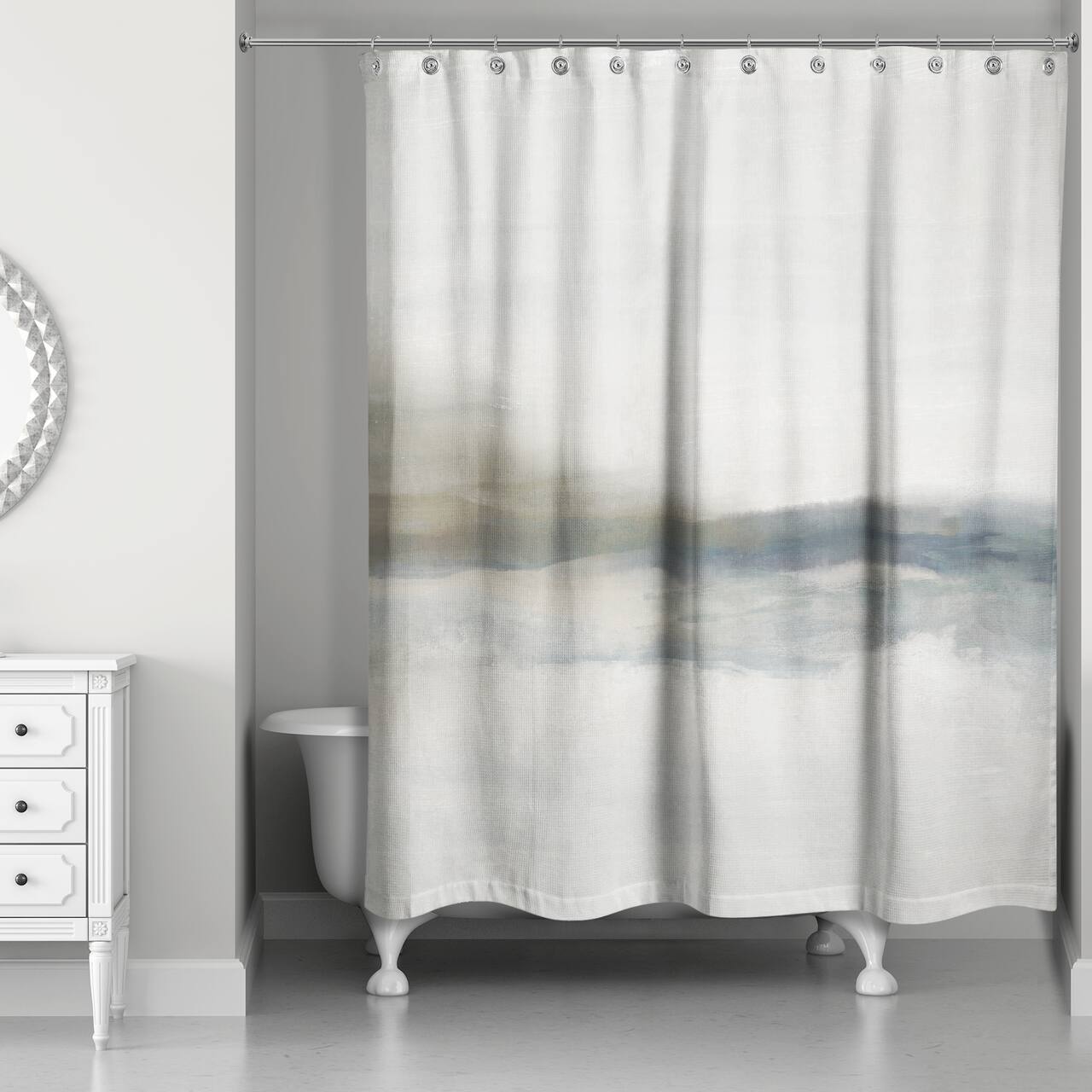 Cloudy Moody Toned Abstract 71" x 74" Shower Curtain